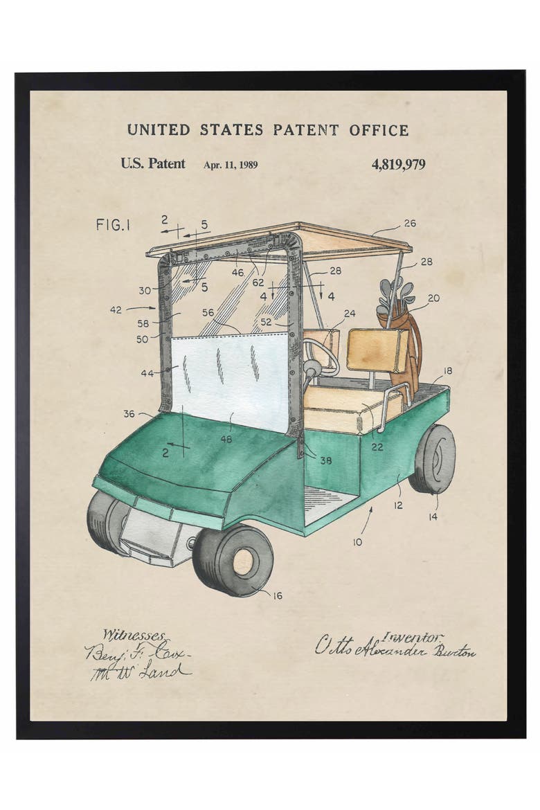Golf Cart Patent in Black Frame, Main, color, No Color