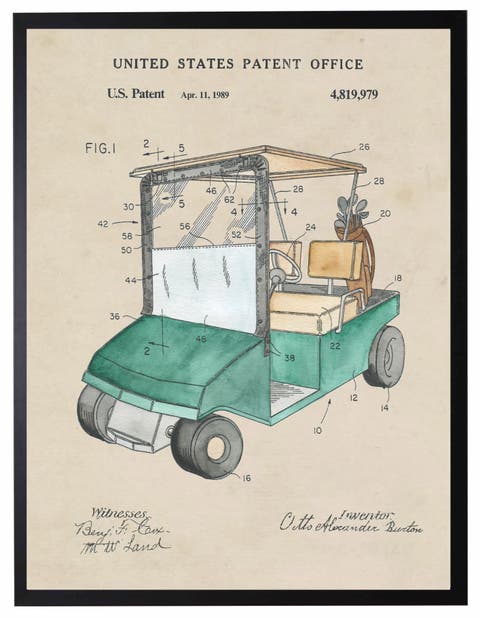 Golf Cart Patent in Black Frame