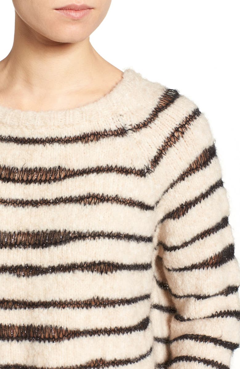 Zadig & Voltaire Kary Open Knit Stripe Sweater, Alternate, color,