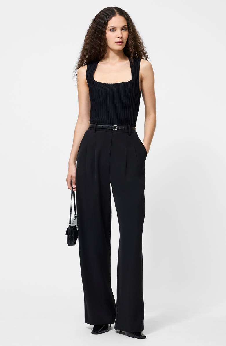 French Connection Ottoman Crinkle Sleeveless Top, Alternate, color, Black