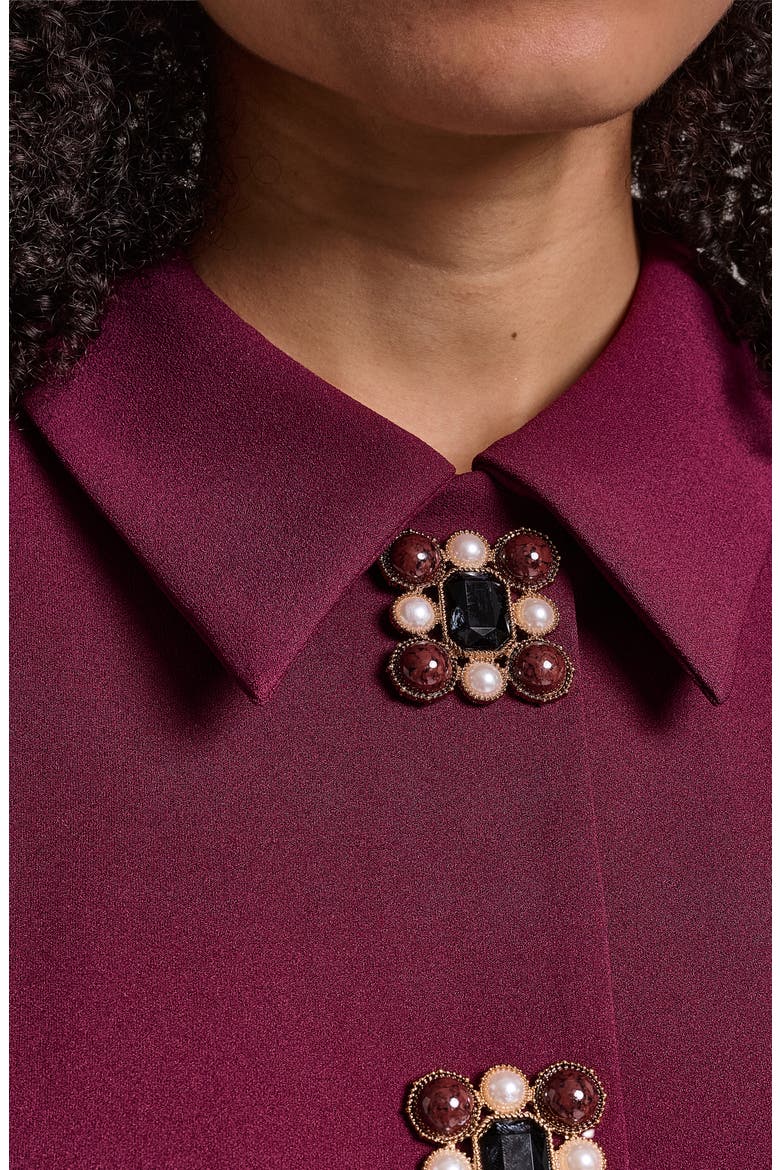 Crystal Button Scuba Crepe Sheath Minidress, Alternate, color, PORT