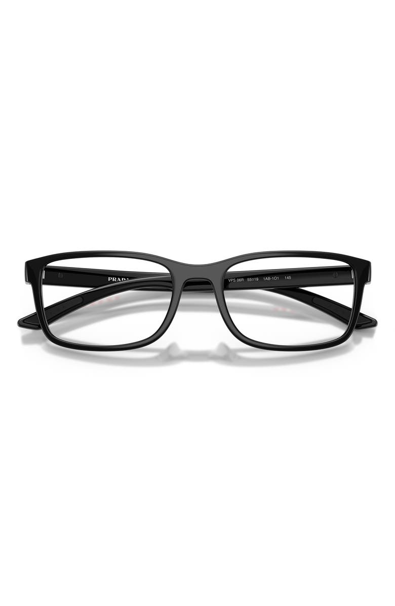 Prada Linea Rossa 55mm Pillow Optical Glasses, Alternate, color, Black
