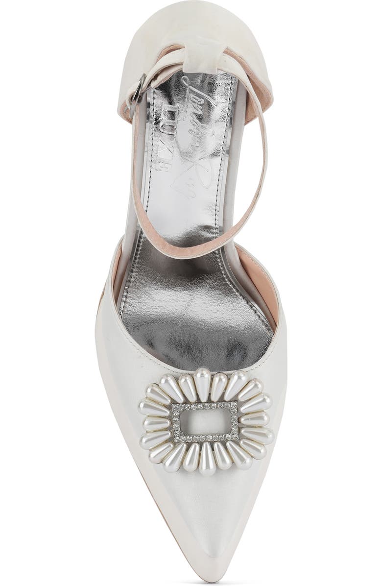 LONDON RAG Maeissa Pearly Brooch Ankle Strap Platform Pump, Alternate, color, White