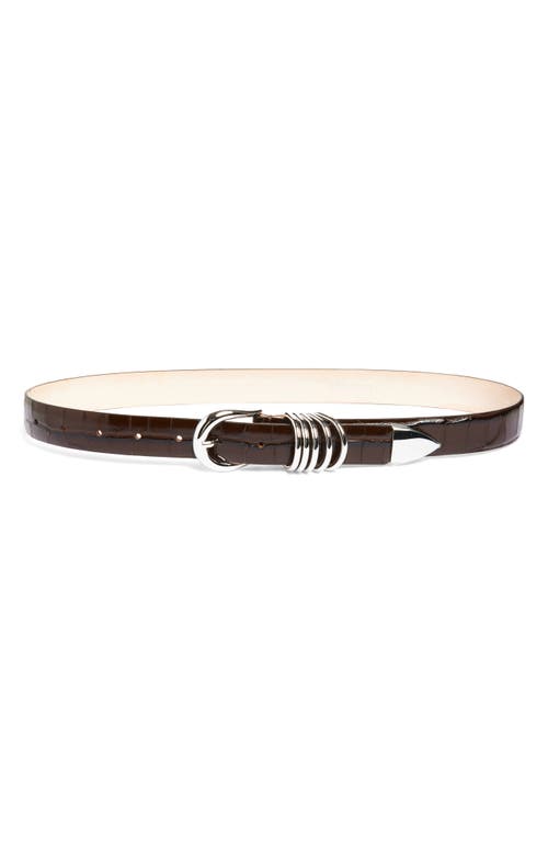 Déhanche Hollyhock Croc Embossed Patent Leather Belt in Dark Chocolate Croco/Silver  product