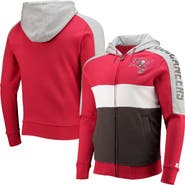 STARTER Men's Starter Red/Pewter Tampa Bay Buccaneers Playoffs Color Block Full-Zip Hoodie