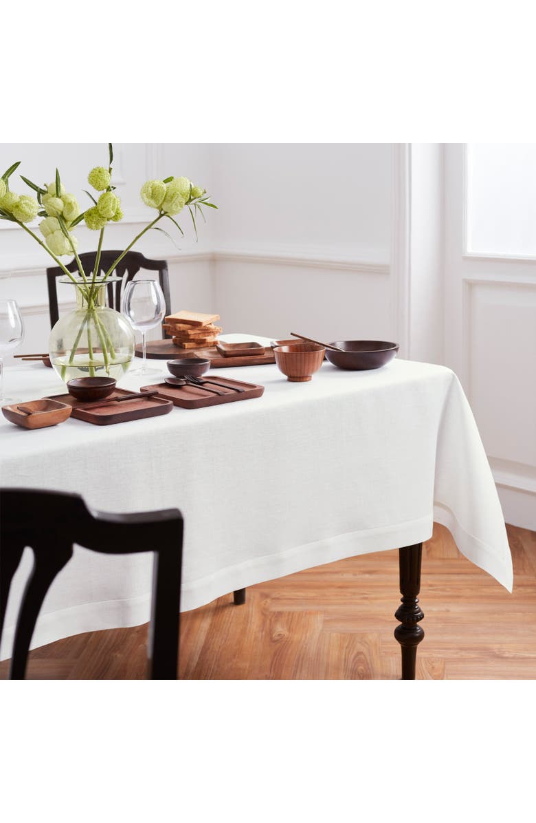 Solino Home Linen Tablecloth for Dining Table, Holiday and Everyday Dining Table Decor - Diana, Alternate, color, White