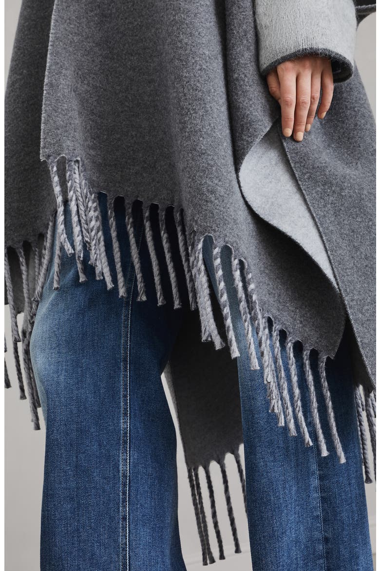 Double knit poncho, Alternate, color, Grey