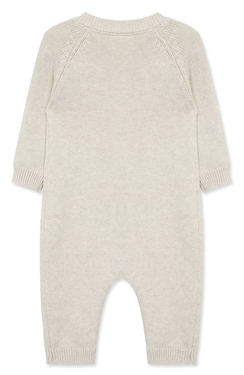 Little Me Garland Embroidered Cotton Sweater Romper, Alternate, color, Oatmeal