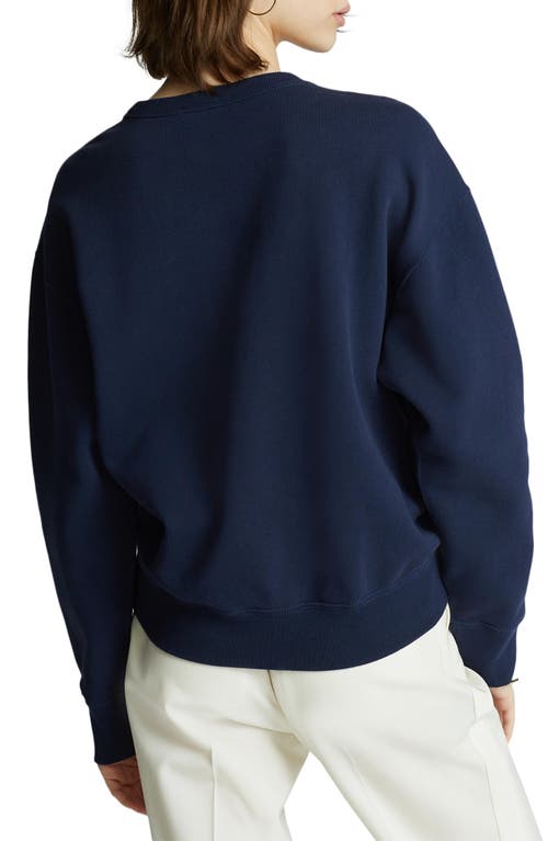 Shop Polo Ralph Lauren Logo Embroidery Cotton Blend Sweatshirt In Cruise Navy