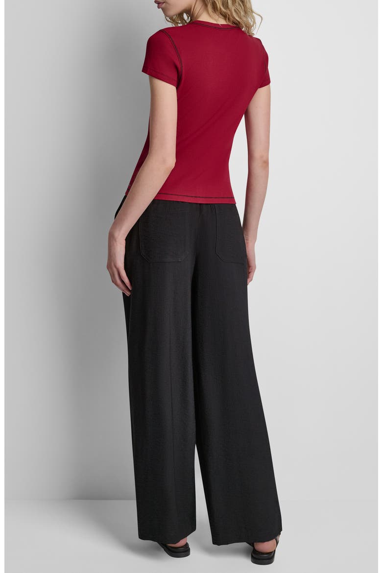 Contrast Stitch Cutout Detail Rib Top, Alternate, color, RHYTHM RED