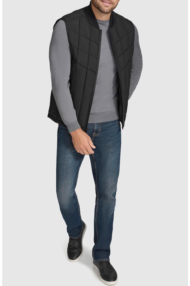 Water Resistant Quilted Puffer Vest, Alternate, color, BLACK