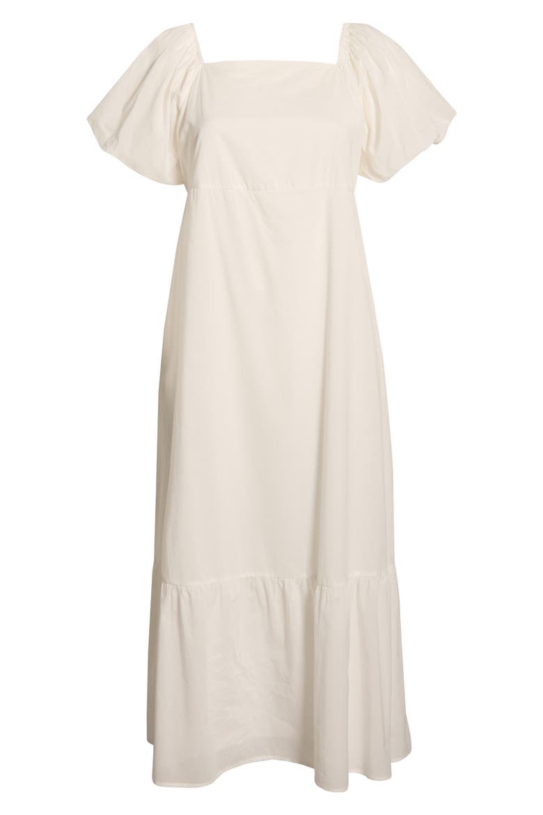 Xena Puff Sleeve Cotton Maxi Dress, Alternate, color, WHITE