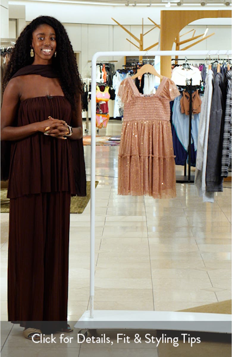 Kids' Smocked Bodice Sparkle Star Dress, sales video thumbnail