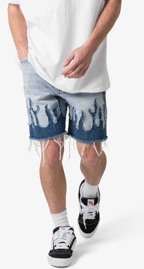 Flame Rip & Repair Cutoff Denim Shorts