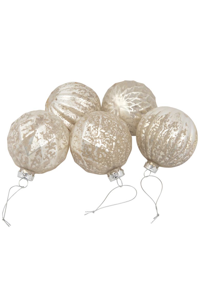 Northlight Mercury Glass Style Glass Christmas Ornament Set - 3" - Silver and Champagne - 12ct, Alternate, color, Silver