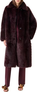 Akris Ruth Genuine Shearling Reversible Long Coat