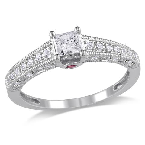 Diamond & Sapphire Accent Engagement Ring 14k