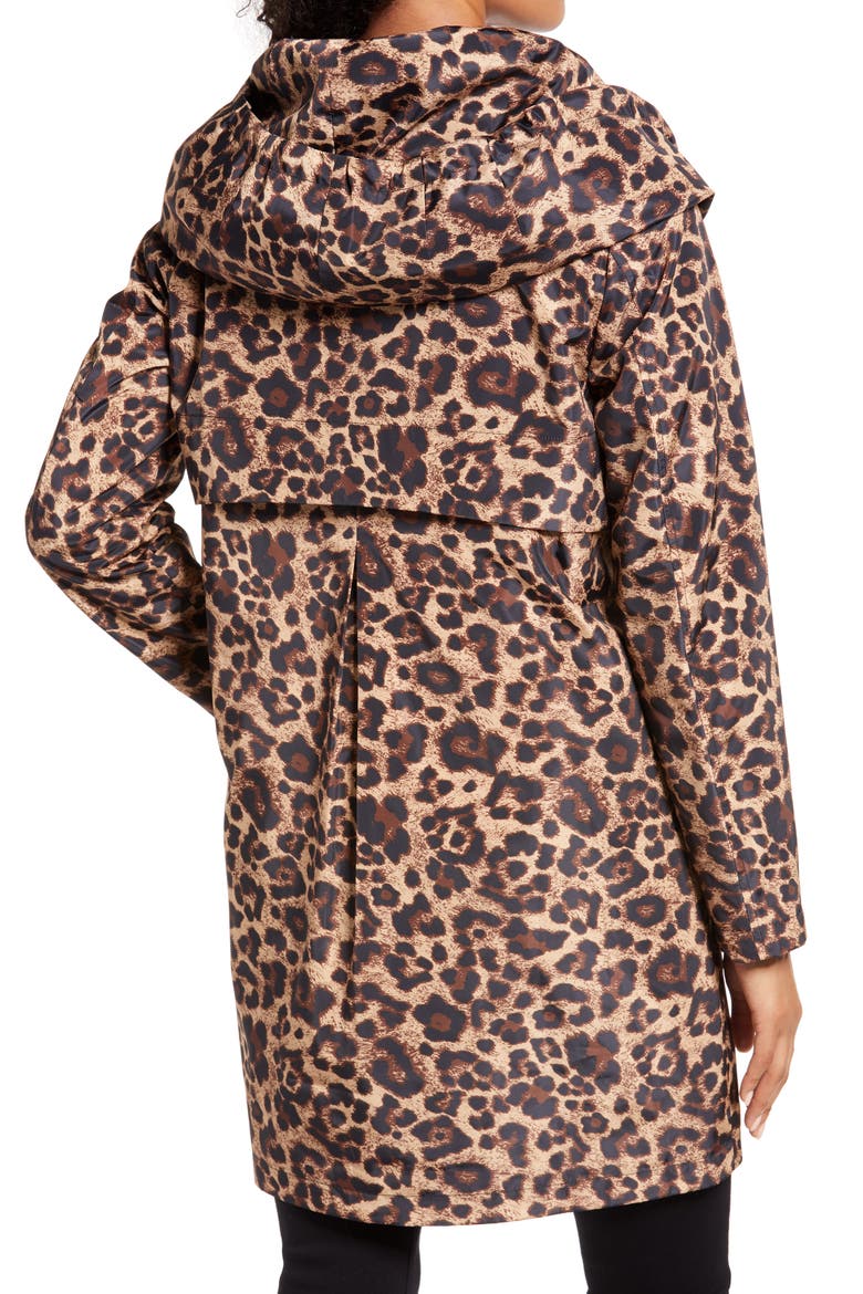 Packable Hooded Raincoat, Alternate, color, LEOPARD
