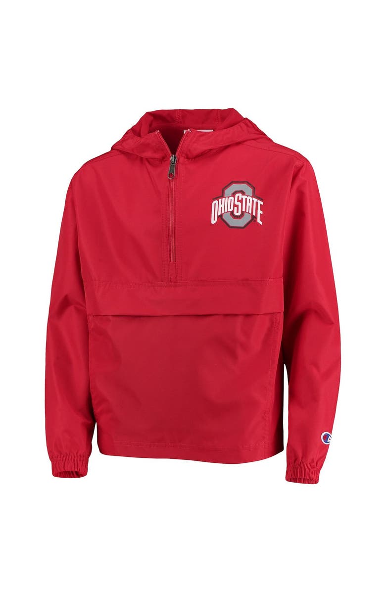 Champion Youth Champion Scarlet Ohio State Buckeyes Pack & Go Quarter-Zip Windbreaker Jacket, Alternate, color, 