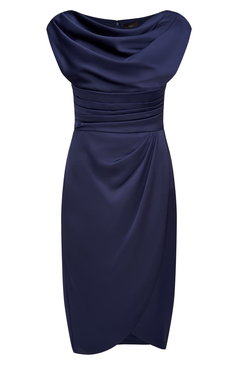 Theia Ivy Pleated Satin Cocktail Dress, Alternate, color, 
