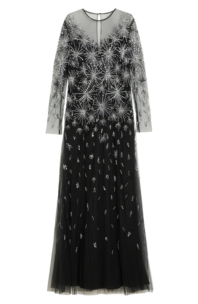 Marina Rinaldi Polka Embroidered Tulle Long Sleeve Gown, Alternate, color, 