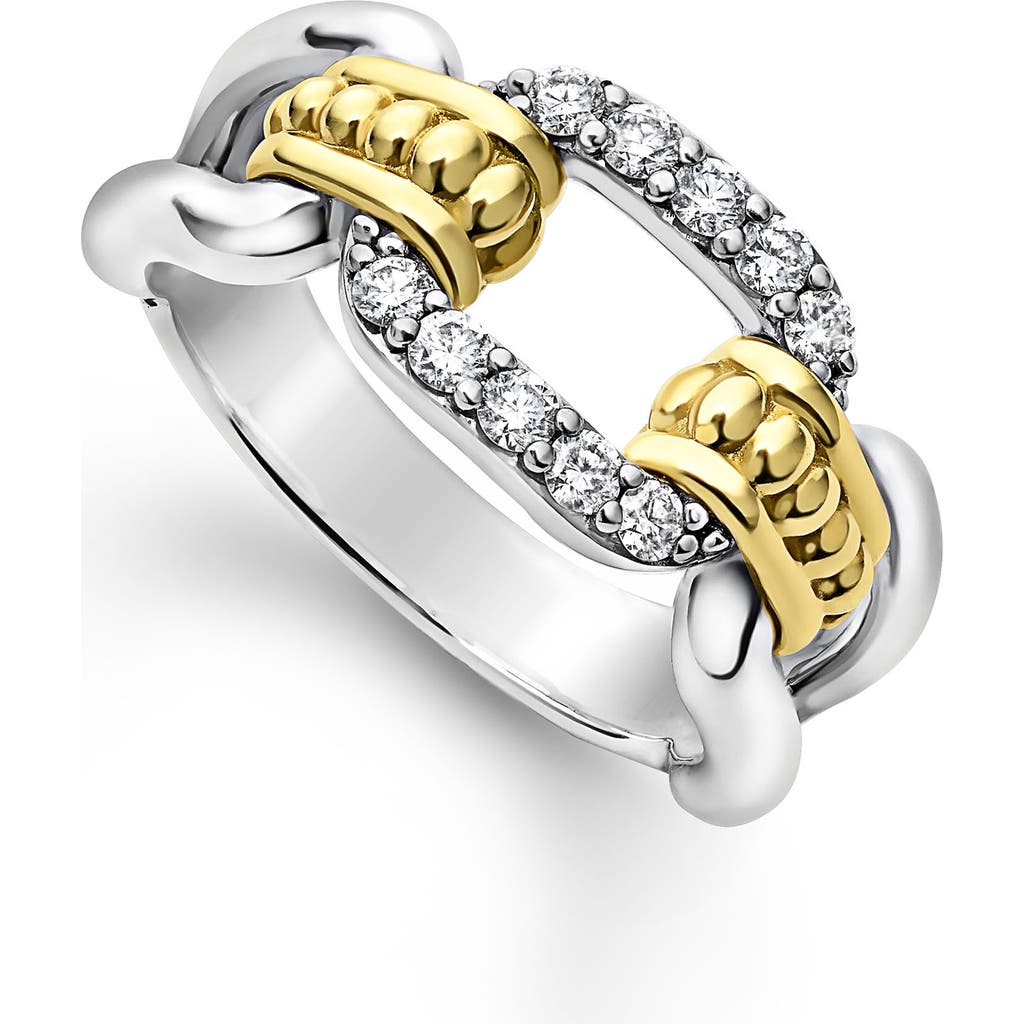 Lagos Signature Caviar Links Diamond Ring In Two-tone