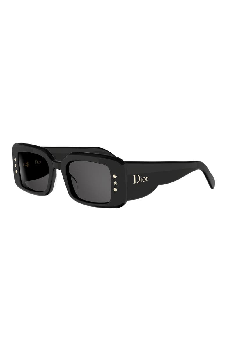 DiorLuckyCharms S1I Rectangular Sunglasses, Alternate, color, SHINY BLACK / SMOKE