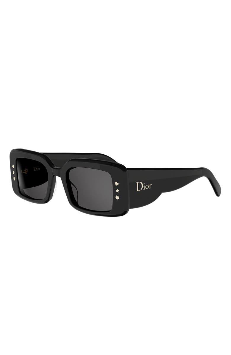 DIOR LuckyCharms S1I Rectangular Sunglasses, Alternate, color, Shiny Black / Smoke