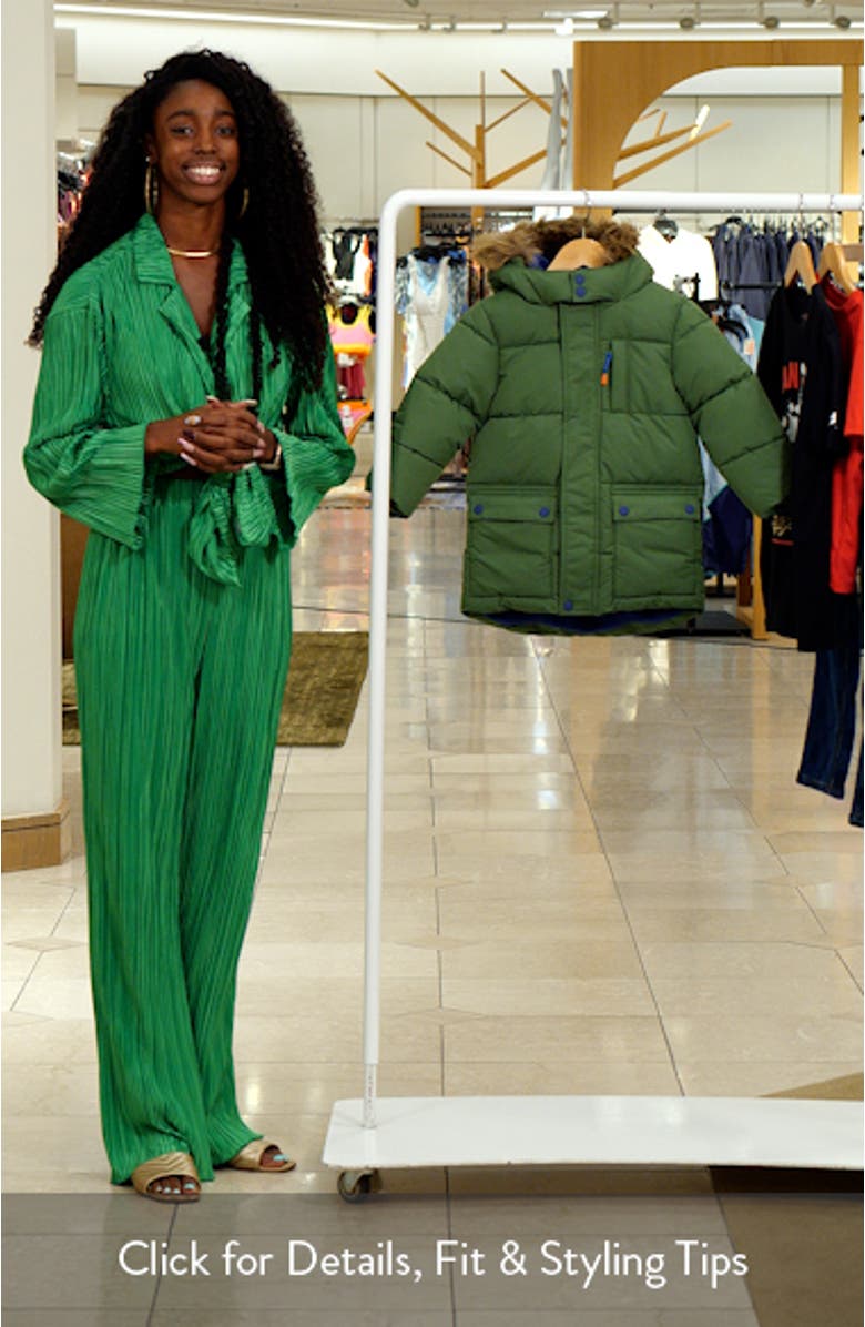 Kids' Fleece Lined Faux Fur Hooded Puffer Coat, sales video thumbnail