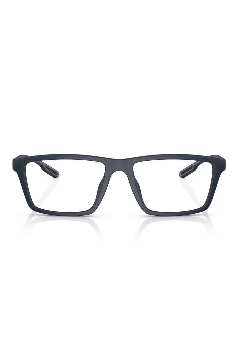 55mm Rectangle Optical Glasses, Main, color, MATTE BLUE / CLEAR