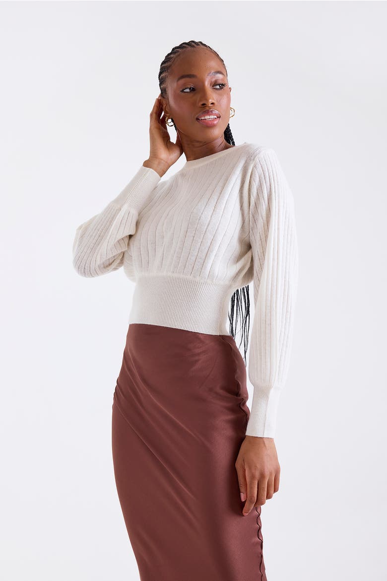 Rosa Ribbed 100% Cashmere Sweater, Alternate, color, NATURAL WHITE