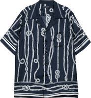 Dolce&Gabbana Marina Rope Print Washed Silk Twill Camp Shirt