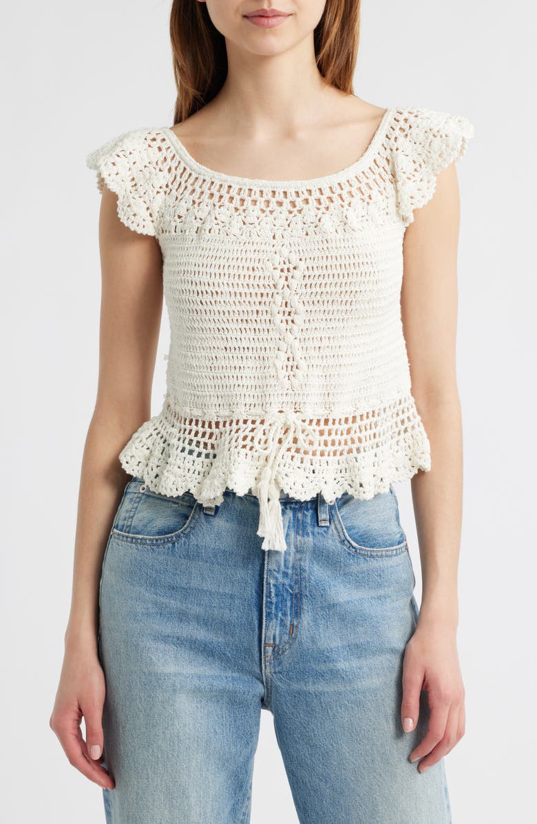 Cleobella Sia Crochet Top, Main, color, Ivory