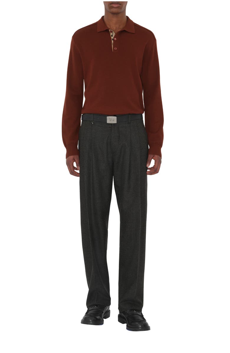 Burberry Long-sleeve Wool Polo Shirt, Main, color, Box