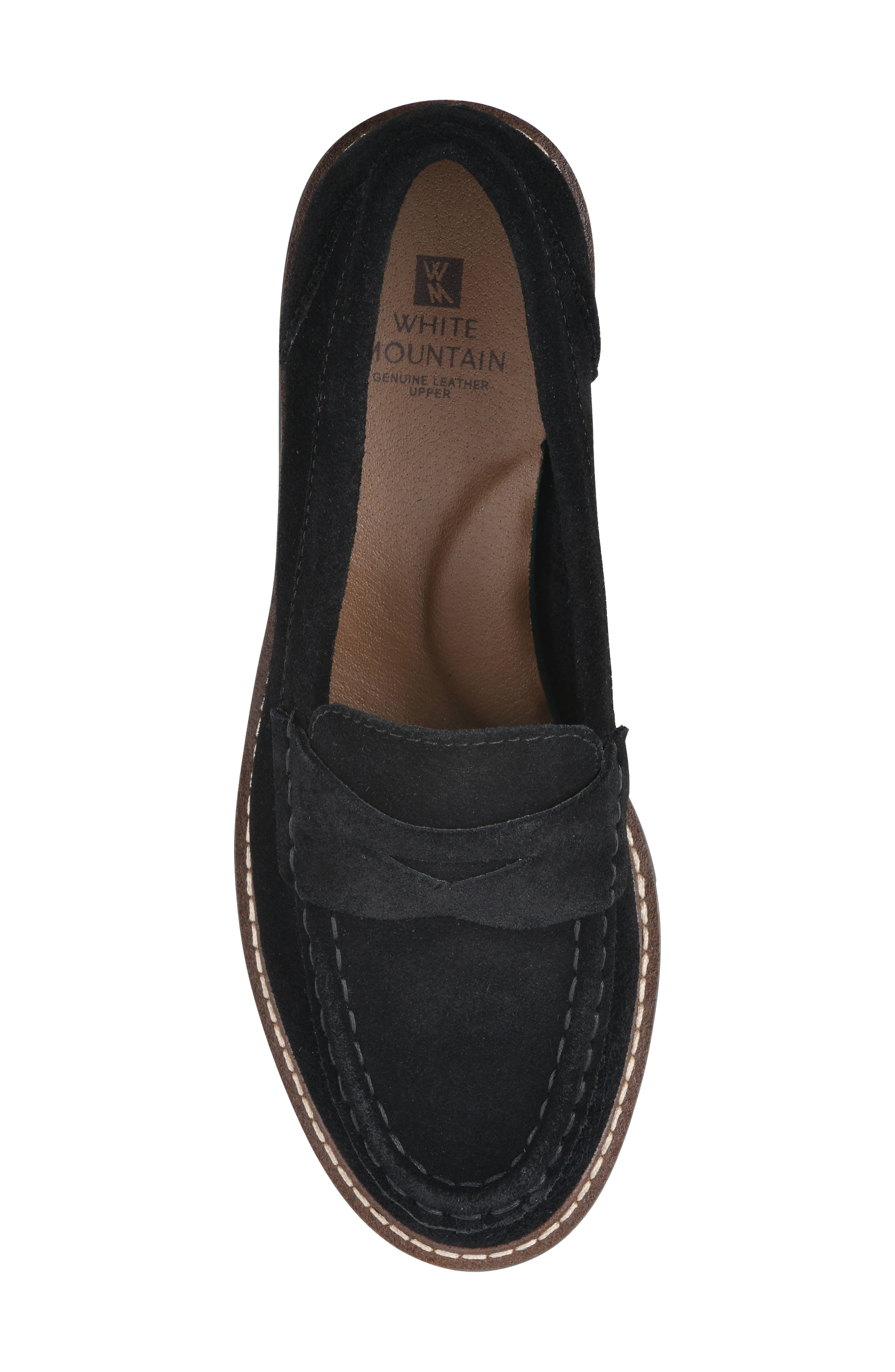 White Mountain Footwear Gunner Lug Sole Platform Penny Loafer, Alternate, color, Black