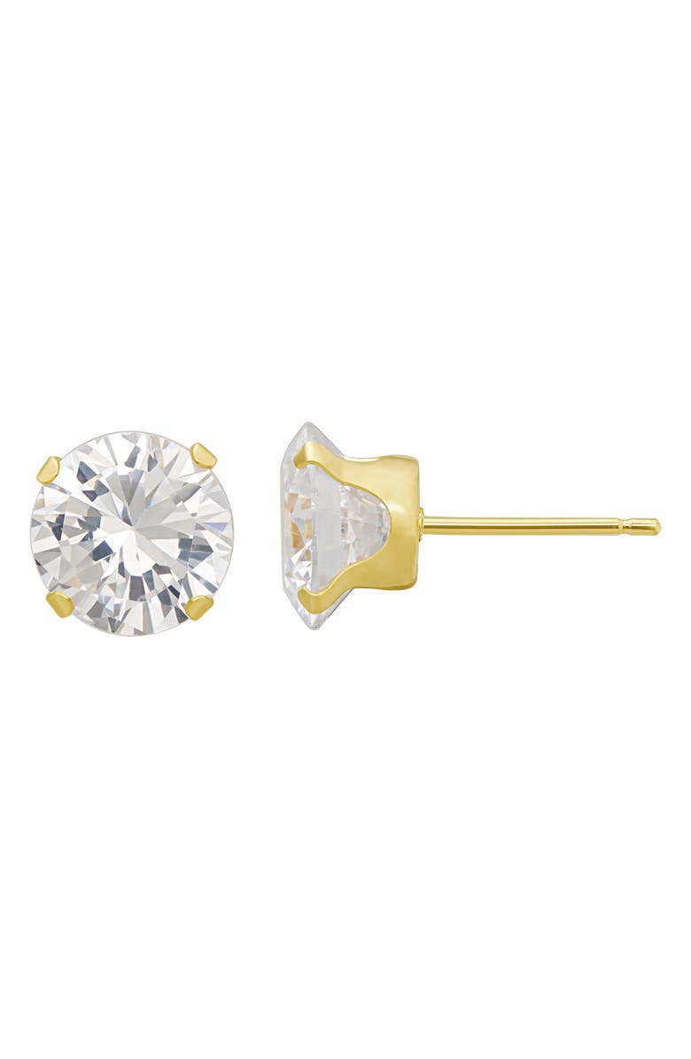 CANDELA JEWELRY 14K Yellow Gold CZ Stud Earrings, Main, color, Gold/Clear