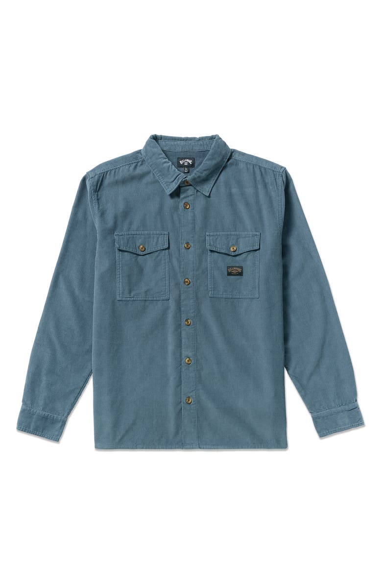 Billabong Bong Days Cotton Corduroy Button-Up Shirt, Alternate, color, Steel Blue
