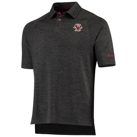 Men's Colosseum Heathered Black Boston College Eagles Down Swing Polo