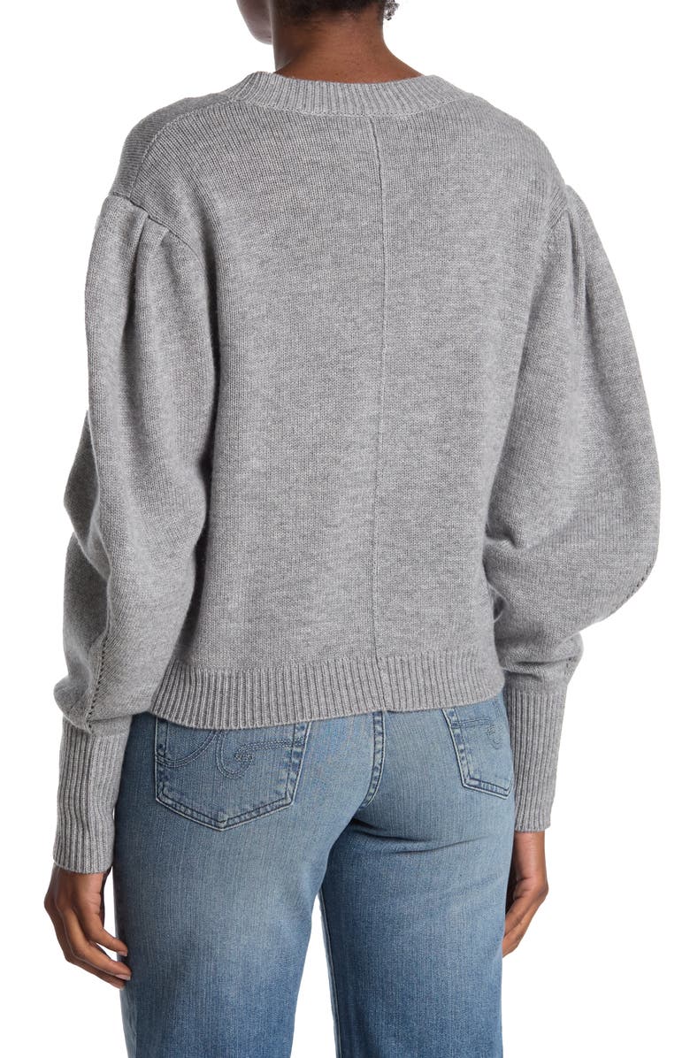 Something Navy Minnie Puff Sleeve Wool Sweater, Alternate, color,