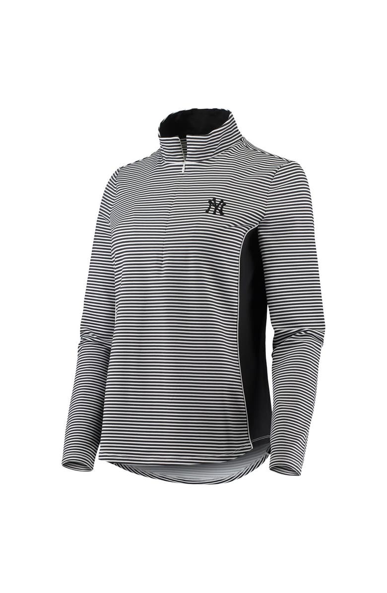 Tommy Bahama Women's Tommy Bahama Black New York Yankees Aubrey Stripe Block IslandZone Half-Zip Jacket, Alternate, color, Black