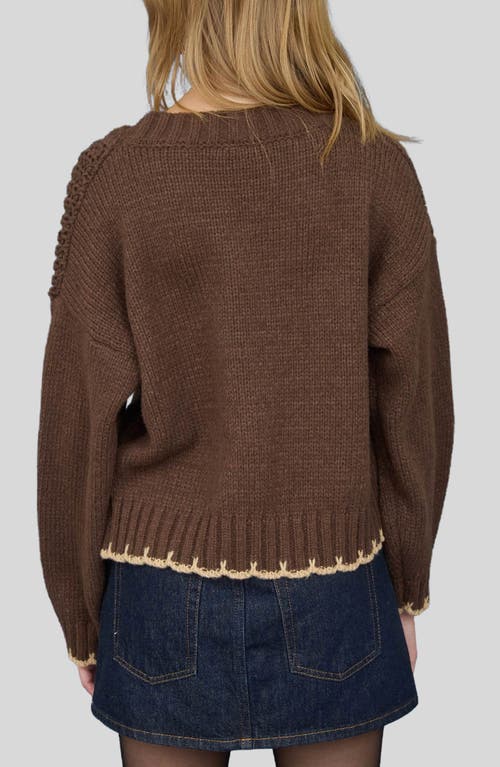 Blu Pepper Mixed Cable Knit Sweater In Brown