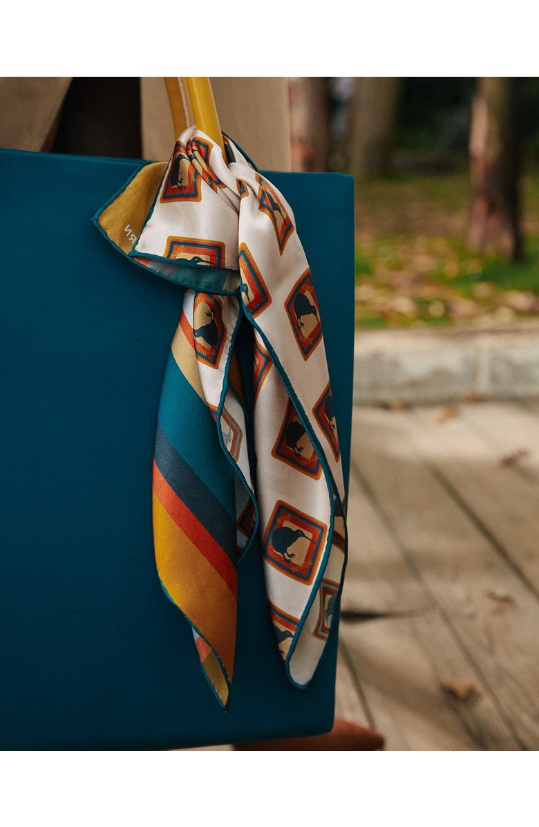Lost Pattern NYC "Kiwi" Silk Bandana, Alternate, color, Beige