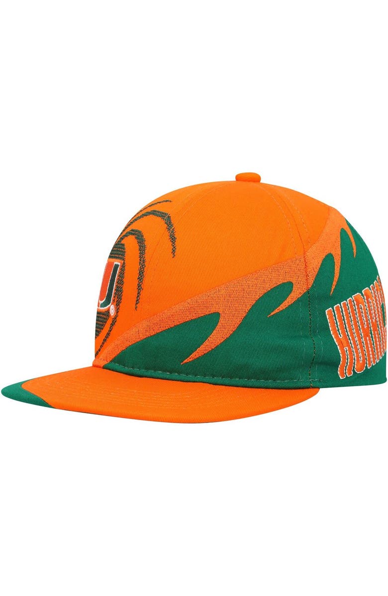 Mitchell & Ness Youth Mitchell & Ness Orange/Green Miami Hurricanes Spiral Snapback Hat, Alternate, color, 