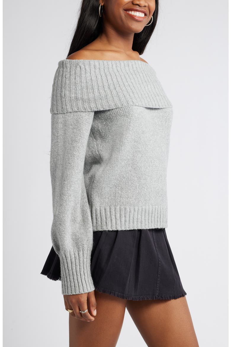 Off the Shoulder Sweater, Alternate, color, GREY HEATHER