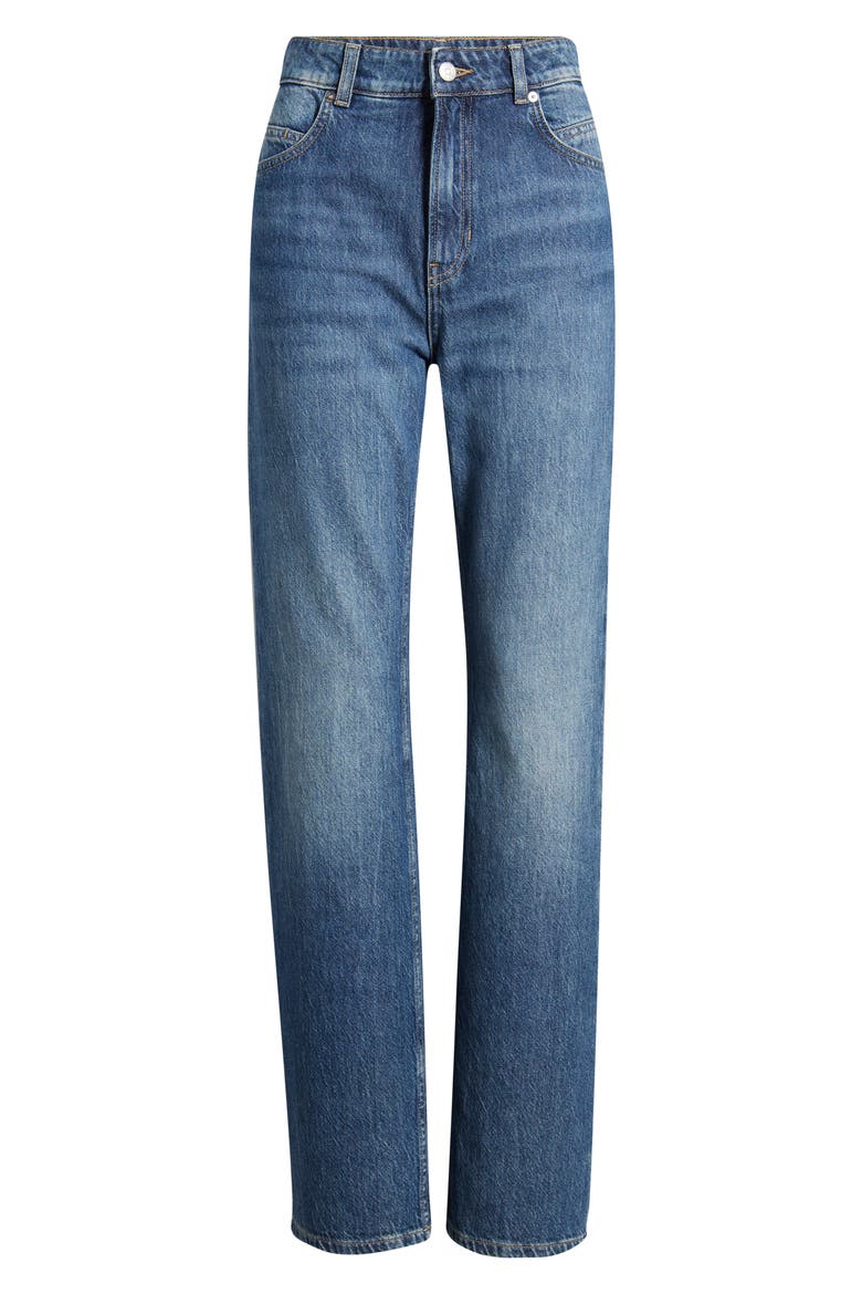 Ada High Waist Straight Leg Jeans, Alternate, color, DARK BLUE
