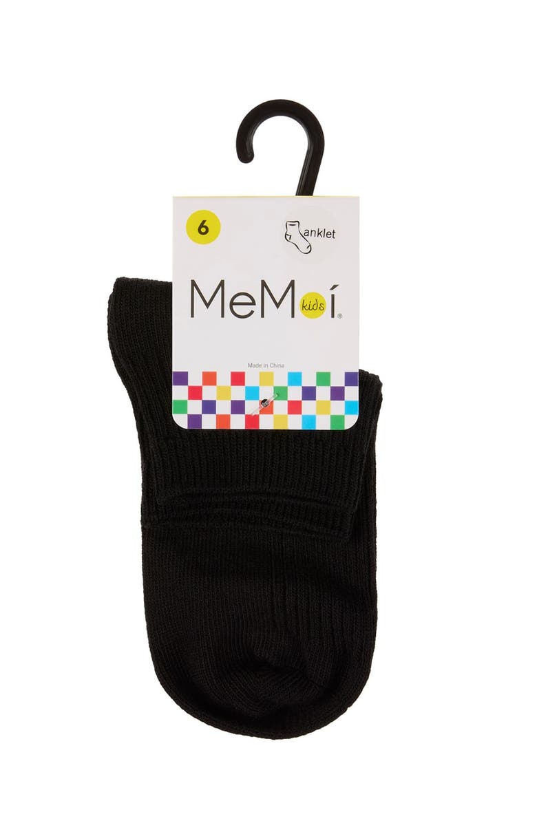 MeMoi Thin Ribbed Kids Anklet Sock, Alternate, color, Black
