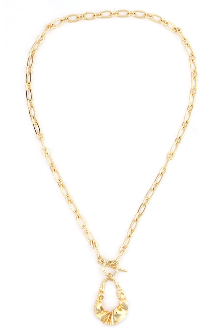 Teardrop Toggle Pendant Necklace, Main, color, GOLD