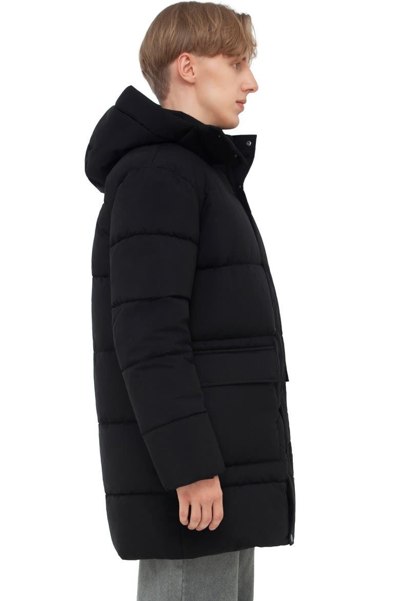 Hudson Hooded Mid-Length Puffer Jacket, Alternate, color, Black