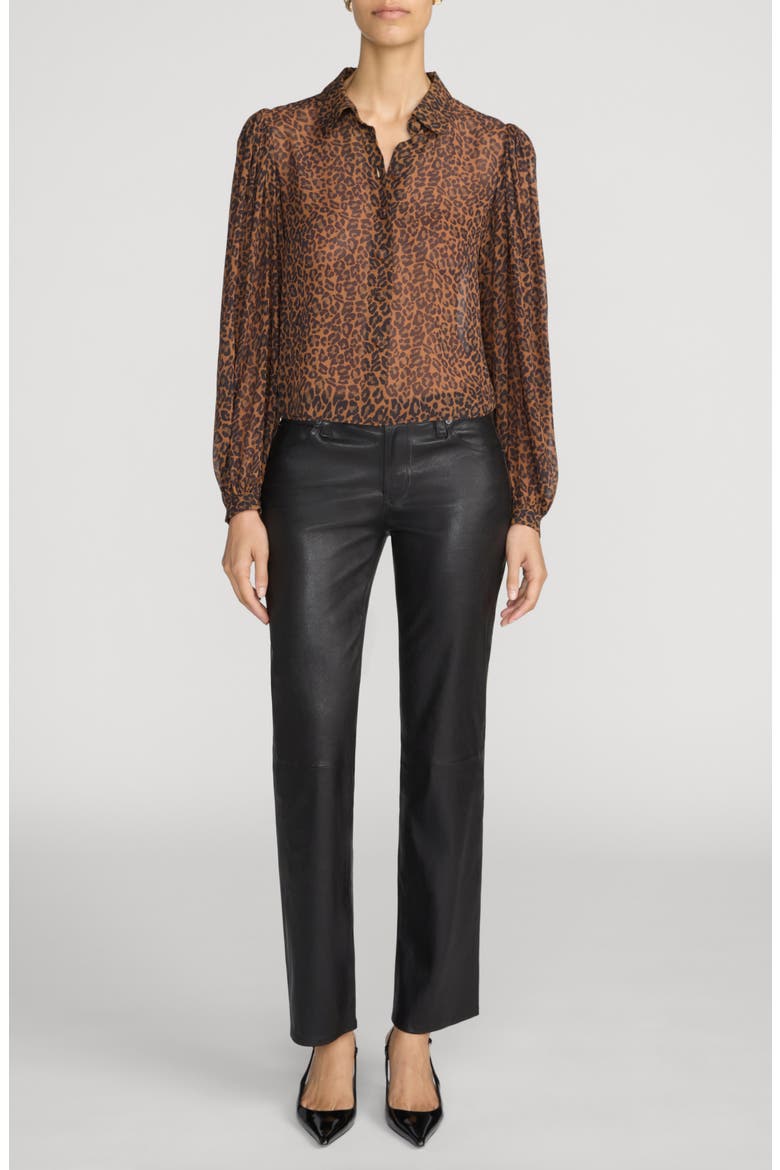 The Cigarette Leather Straight Leg Pants, Alternate, color, BLACK