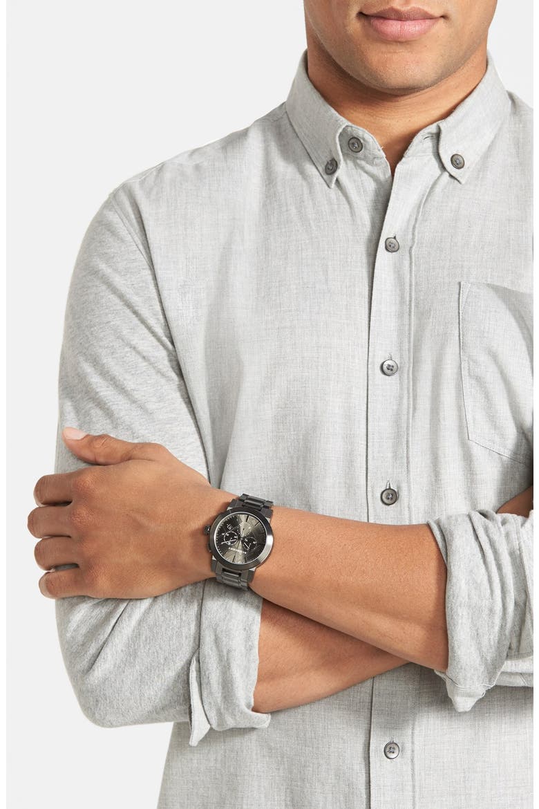 Large Chronograph Bracelet Watch, 42mm, Alternate, color, GUNMETAL